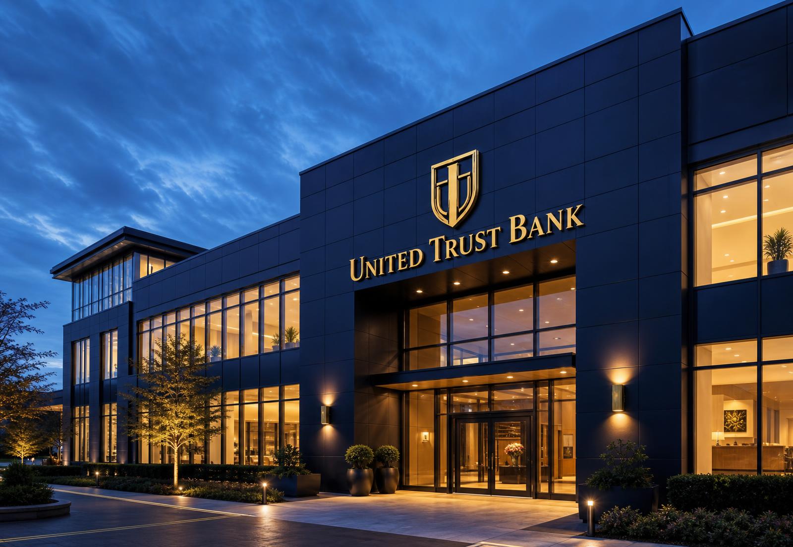 United Trust Bank headquarters at dusk